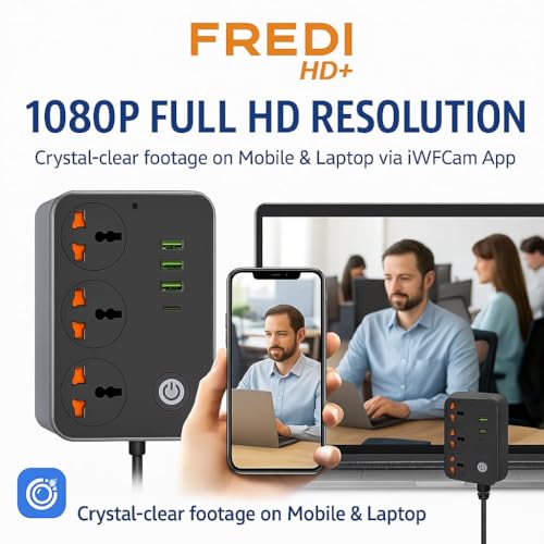 Image of FREDI HD PLUS WiFi Extension Board Camera 1080P | 32GB Inbuilt Storage | Live View on Mobile & Laptop | 24x7 Plug-in Recording | Power Strip Camera | Loop Recording | Indoor Home & Office Monitoring