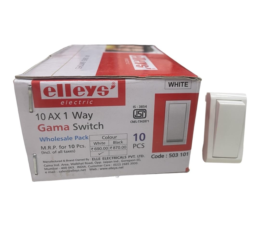 Elleys Gama 1 Way Switch White (Pack Of 10) (B0D6MN18RX) Amazon Price History, Amazon Price Tracker