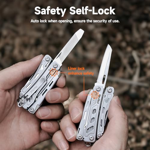 NexTool F12 Mini Multitool, 13-in-1 Keychain Multitool with Serrated Scissors, File and Safety Lock, Upgraded 80Cr14Mov Steel Multi Tool for EDC, Outdoor Adventures and DIY, Gifts for Men - Image 4