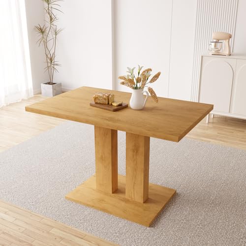 HIPIHOM Modern 46" Dining Table, Rectangular Kitchen Table with Oak Finish, Compact Dining Room Table for 4, Sturdy Construction for Home, Apartment, Small Spaces (Table)