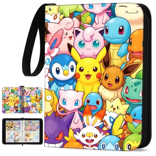 Sammelkarten Album 4 -Taschen PU Leder Karten Sammelalbum 50 Seiten 400 Karten Kapazität Wasserdicht Card Binder SammelHeft Ordner Buch Kartenmappe Geschenke von Sammlern und Kindern.