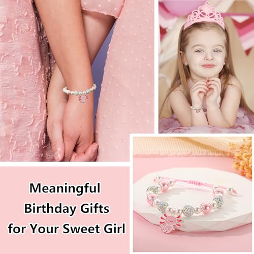 Happy 1-10 Year Old Birthday Bracelet Gifts for Girls Kids, Adjustable Charm Axolotl Pearl Bracelets as 1 2 3 4 5 6 7 8 9 10 Year Old Birthday Gifts for Daughter Granddaughter Niece3