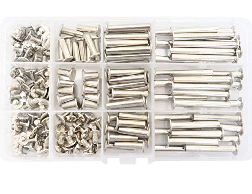 Lby 160Pcs Phillips Chicago Screws Binding Screw Posts,M5 X 10/15 /20/25 /30/35/40/45Mm Book Screws,Binding Barrels And Screws Assortment Kit, For Leather Saddles Purses Belt Repair,Nickel-Plated #TOP4