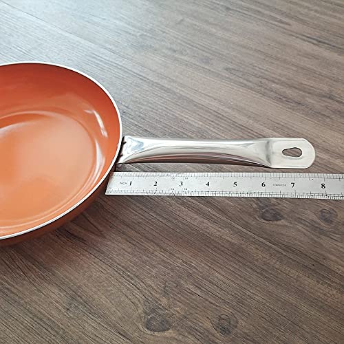 Shineuri 9.5 Inch Copper Fry Pan With Lid, Nonstick Omelet Pans - Perfect For Stir Fry, Sauce & Baking, Compatible For Induction, Gas, Electric & Stovetops, Perfect For 2-3 Person Meal #TOP6