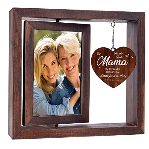 Regalo de cumpleaños para mamá, mamá, regalo de hija, marco de fotos de Vetbuosa Mamá, mejor regalo para mamá para el día de la madre, Acción de Gracias, Navidad Marco de fotos de madera de doble cara Cover