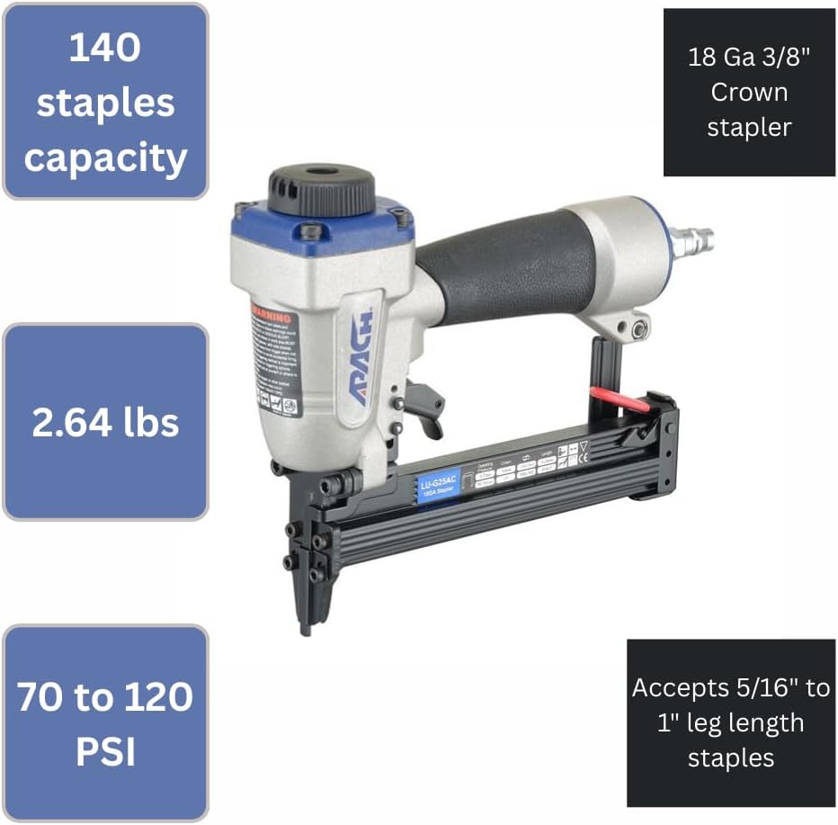 Apach - LUG25AC APACH LU-G25AC 18 Gauge Stapler for Senco M and Duo-Fast W18 Staples 5/16-Inch to 1-Inch