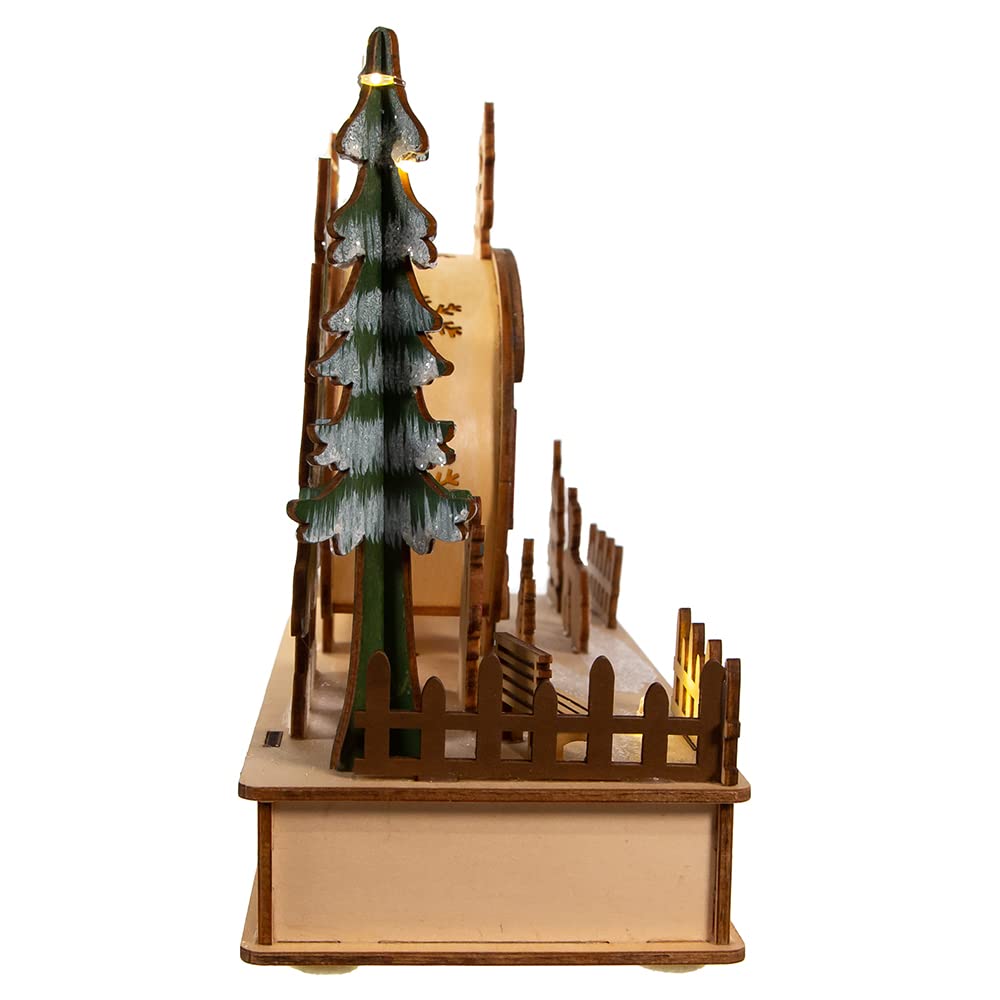 Kurt S. Adler Batteriebetriebener Camper aus Holz mit Weihnachtsmann Tischstück, Mehrfarbig, 7.5-Inch