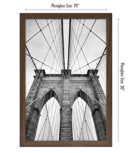Image of Americanflat 20x30 Poster Frame - Mahogany Engineered Wood with Polished Plexiglass - Wide Picture Frame for Vertical or Horizontal Wall Display - Epic Collection - Mahogany