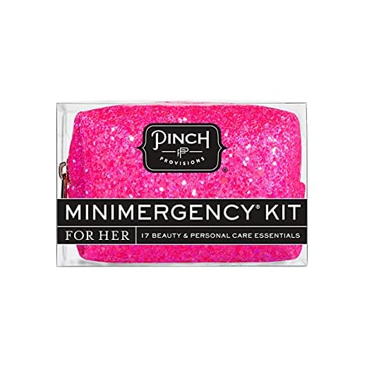 Pinch Provisions Minimergency Kit, For Her, Includes 17 Must-Have Emergency Essential Items, Compact, Multi-Functional Pouch, Gift for Parties and Birthdays