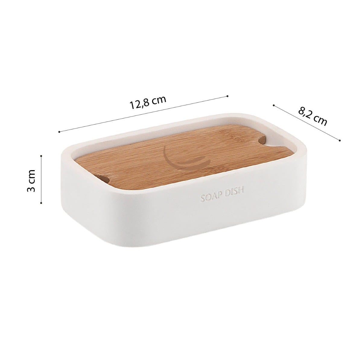 Kiamami Valentina jabonera Rectangular de bambú Blanco