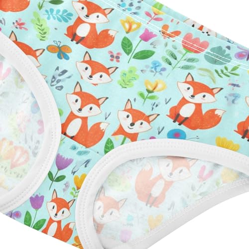 Joisal Colorful Toddlers Underwear Floral 2t Cotton Cute Panties Girl Cute Cartoon Foxes Blue Briefs Underpants4