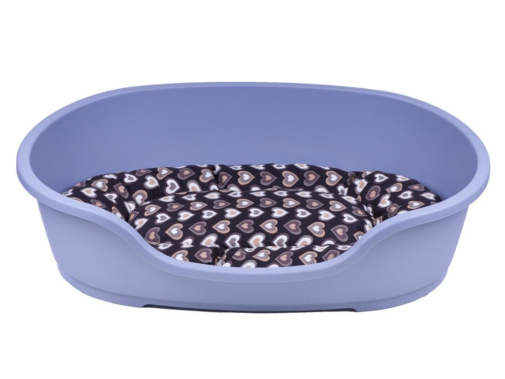 adena Hundekorb 92 x 61 cm grau + Kissen Herzen braun