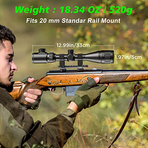 Paike 3-9x40 AOEG Rifle Scopes Red Green Dot Mil-Dot Reticle Objective Lens Parallax Adjust - Image 6