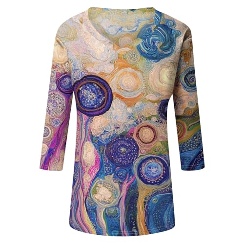 HTHLVMD Womens 3/4 Length Sleeve Tunic Tops Summer Fall Outfits 2025 Three Quarter Sleeve Casual V Neck T Shirts for Women