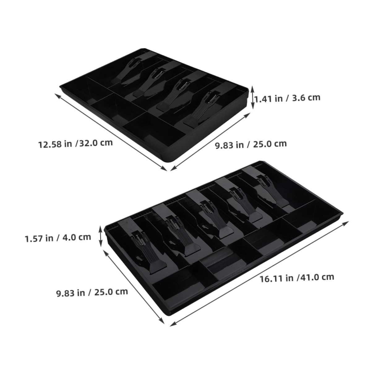 Artibetter 2piezas Caja De Almacenamiento De Escritorio Bandejas Para Caja Registradora Organizador De Monedas Con Clip Para Billetes y Accesorios Cajón Para Guardar Dinero
