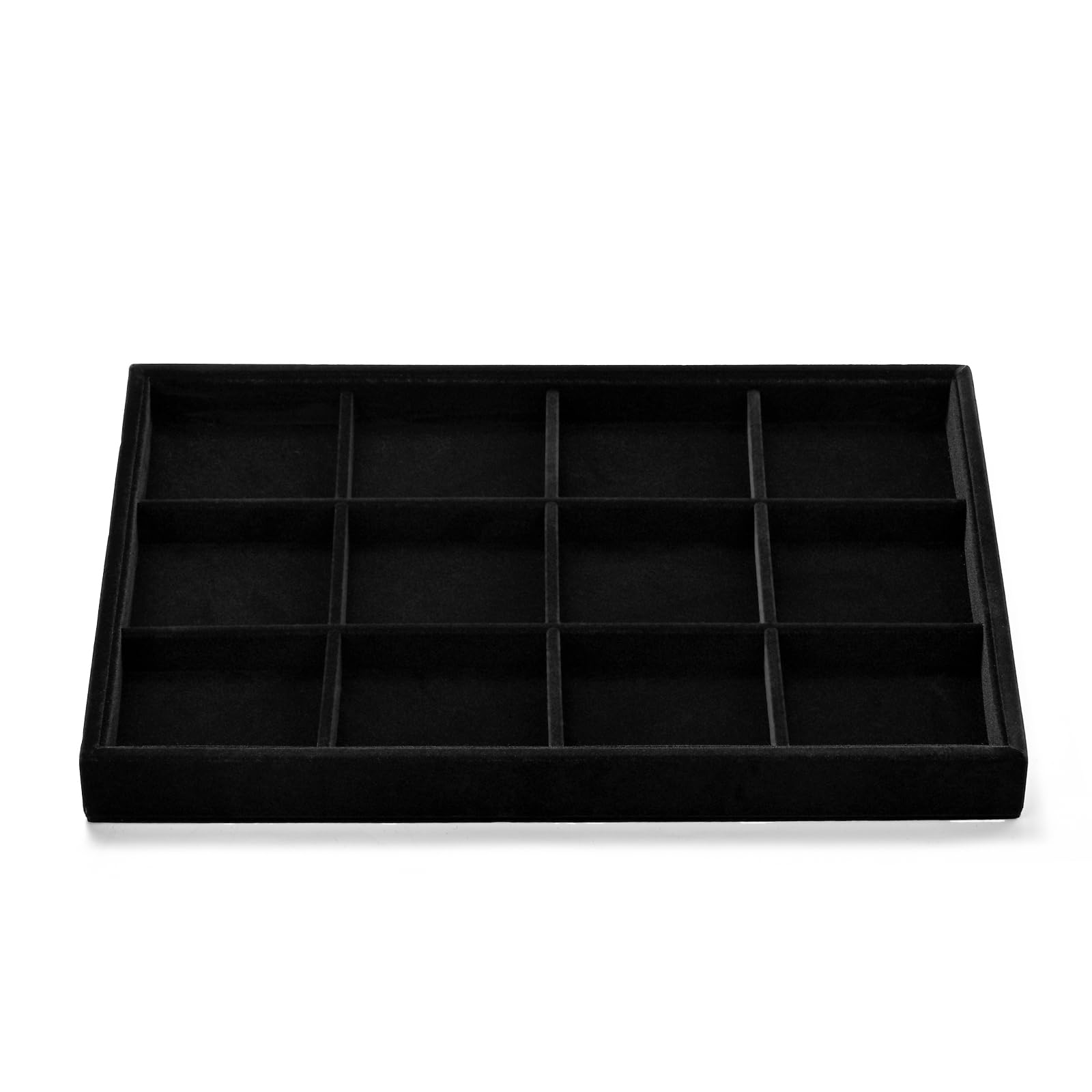 Oirlv Noir Velours 12 Grilles Plateau à Bijoux,Rangement De Bijoux Tiroir Plateau Organisateur De Bijoux Bagues Boucles D'oreilles Bracelets Organiz