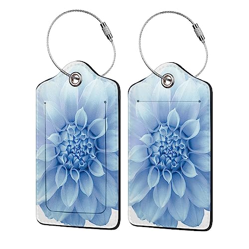 Étiquette de bagage en cuir lot de 4 dahlia bleu pour valises