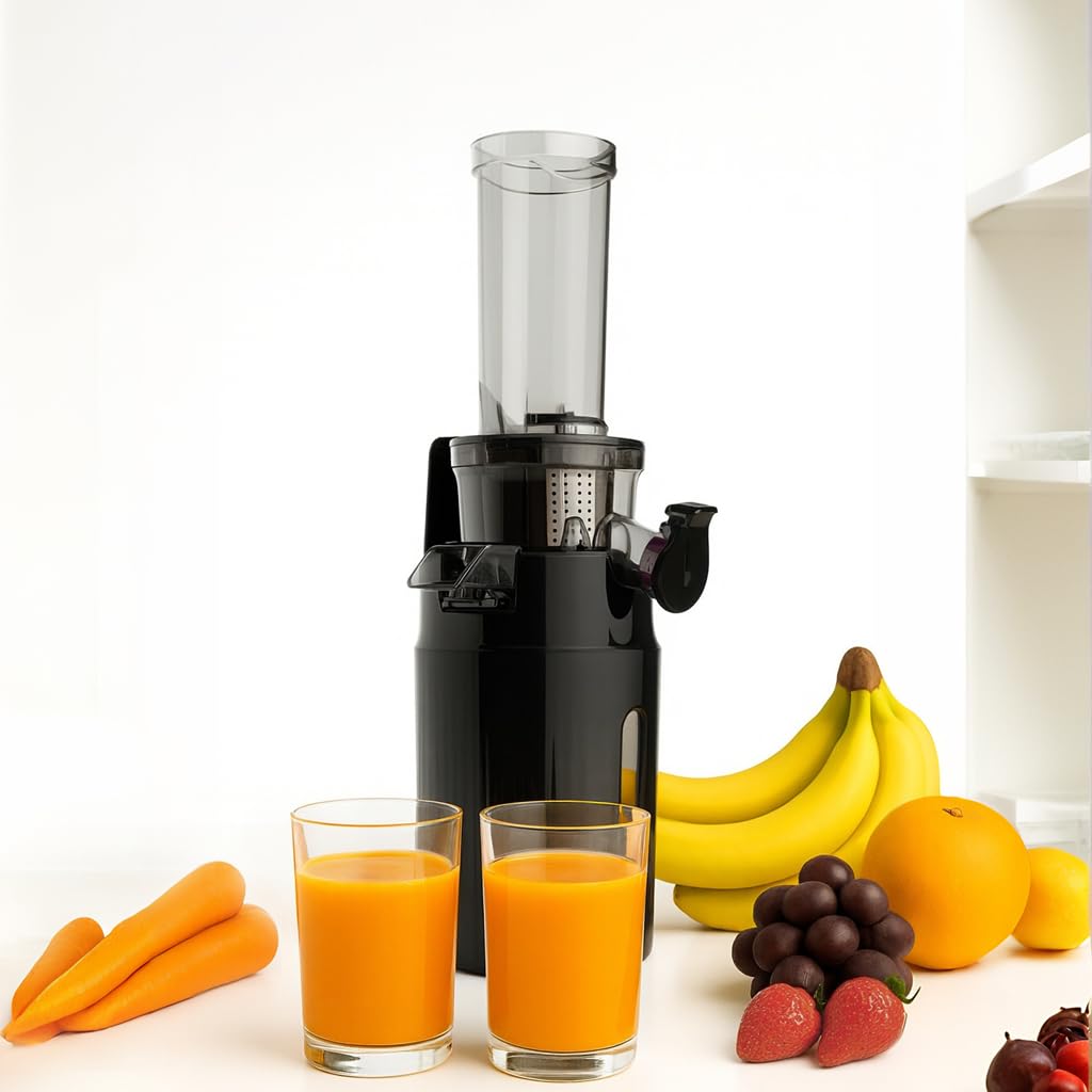 Pelamatic - Extracteur de Jus à Froid | Compact & Silencieux | Polyvalent pour Fruits & Légumes | Nettoyage Facile | Extracteur de Jus Lent & Compact, Noir, Plastique