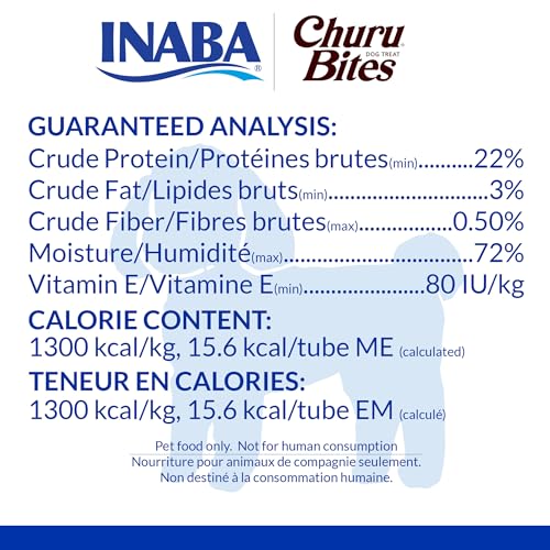 Image of INABA Churu Bites for Dogs, Soft & Chewy Dog Treats with Vitamin E, 0.42 Ounces Each Tube, 20 Tubes, Tuna & Salmon Variety Box