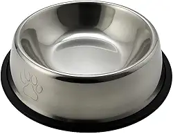 Comedouro Premium em Aço Inox para Cães, Base Antiderrapante, Design Pata, 25cm Largura, 500-600g Capacidade, Tigela Resistente para Cães Médios e Grandes Ração e Água
