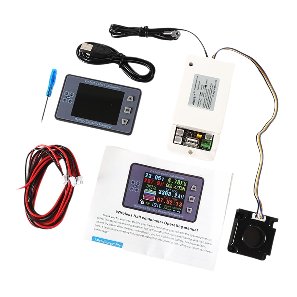 Littimoon 120V 300A VAC8810F 2.4 Inch Color LCD Wireless Battery Capacity Tester Coulometer Current Voltage Power Meter Detector
