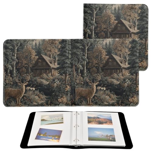 Álbum de Fotos Retro ALAZA con Diseño de Ciervo en el Bosque, Cubierta de Poliuretano, Encuadernación de 3 Anillas, para Bodas, Viajes y Recuerdos Familiares miniatura 2