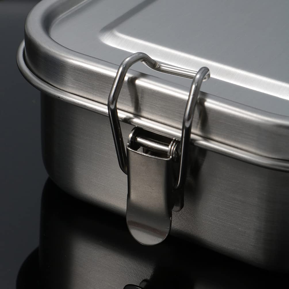 Broodtrommel Van Roestvrij Staal, Lekvrij, Lunchbox 800 Ml, Met Een Lepel Snapsluiting Robuuste Bento Box B 448081