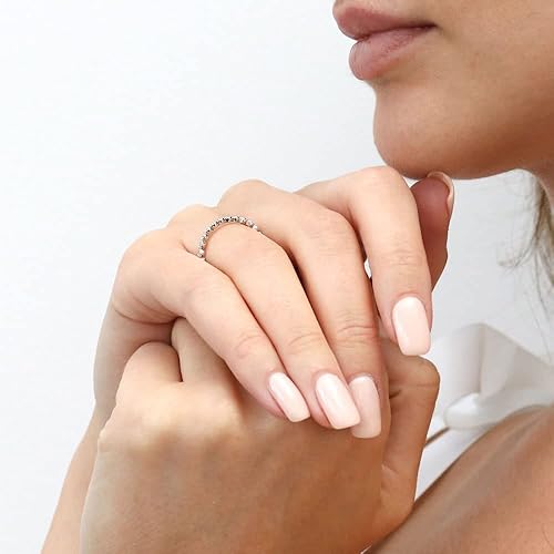 Vista 8 de BERRICLE Juego de anillos de boda de plata de ley con circonita cúbica y circonita cúbica para mujer, chapado en rodio, tamaño 4-10, Plata Esterlina