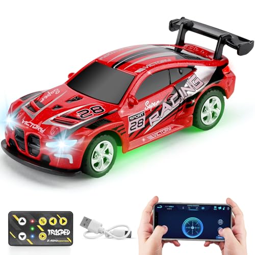 SASBSC Mini RC Toy Cars for Boys Kids Adults, 2.4GHz APP Remote Control Car with Lights and 3 Speed Modes, 1/64 Race Toy Car Rechargeable for Boys Ages 5-7 8-12,Birthday Gifts for Kids