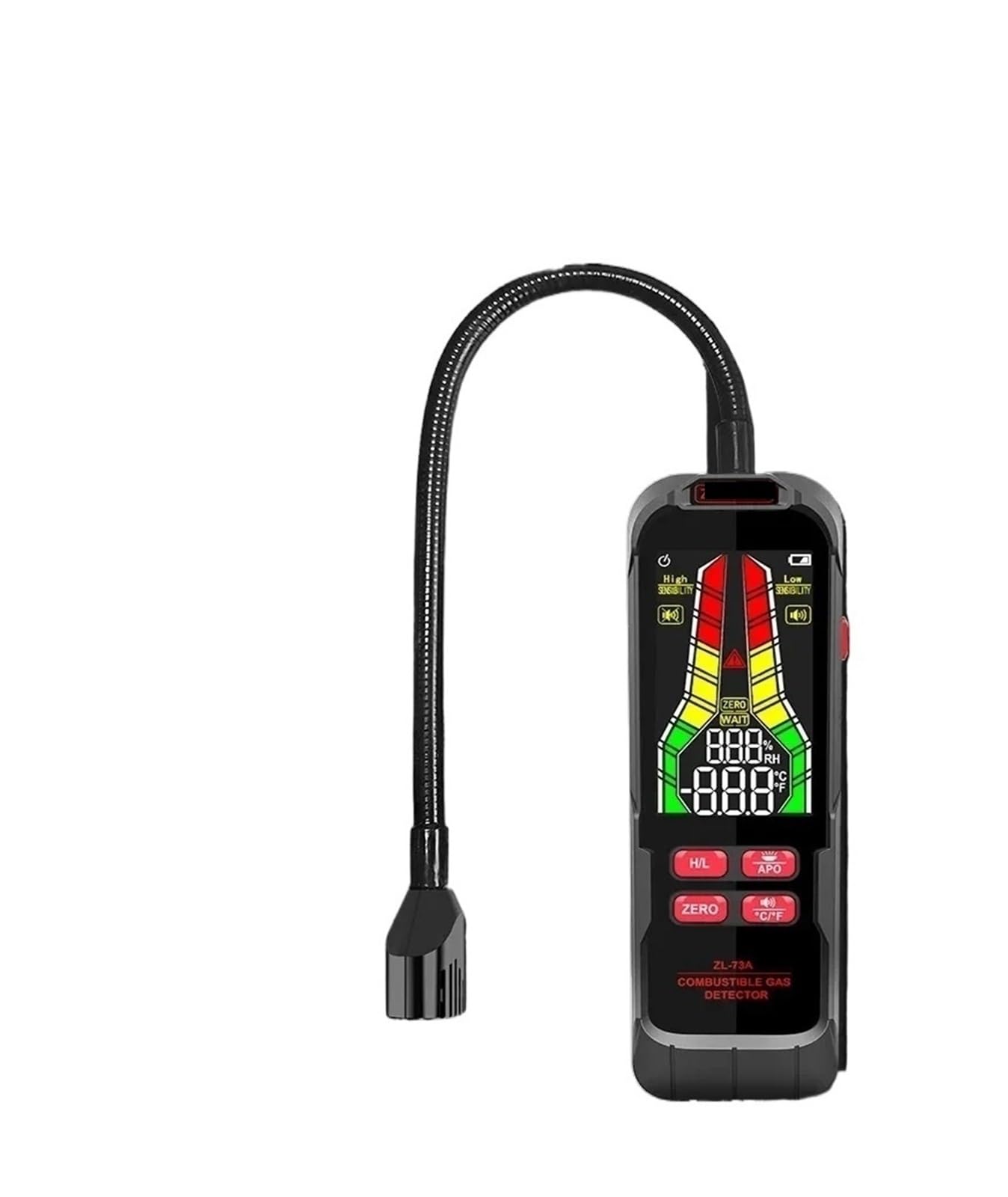 Detector de Gases, Detector de Fugas Gas ZL76B con zumbador y Pantalla LCD, Detector Combustible, analizador Temperatura Humedad, Herramienta Prueba eléctrica(ZL73A Battery)