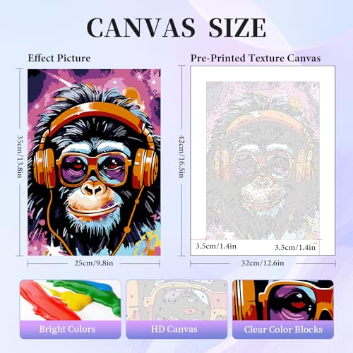 Image of Okarina 6 Pack Paint by Numbers Kit for Adults Beginner, Animals Adult Paint by Number Kits on Canvas Without Frame, Animal DIY Acrylic Oil Painting by Numbers Kits, Perfect for Home Decor 10x14 Inch