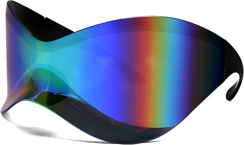 Gafas de sol futuristas para hombres y mujeres, de gran tamaño, protección envolvente, moda, elegante, gafas de sol