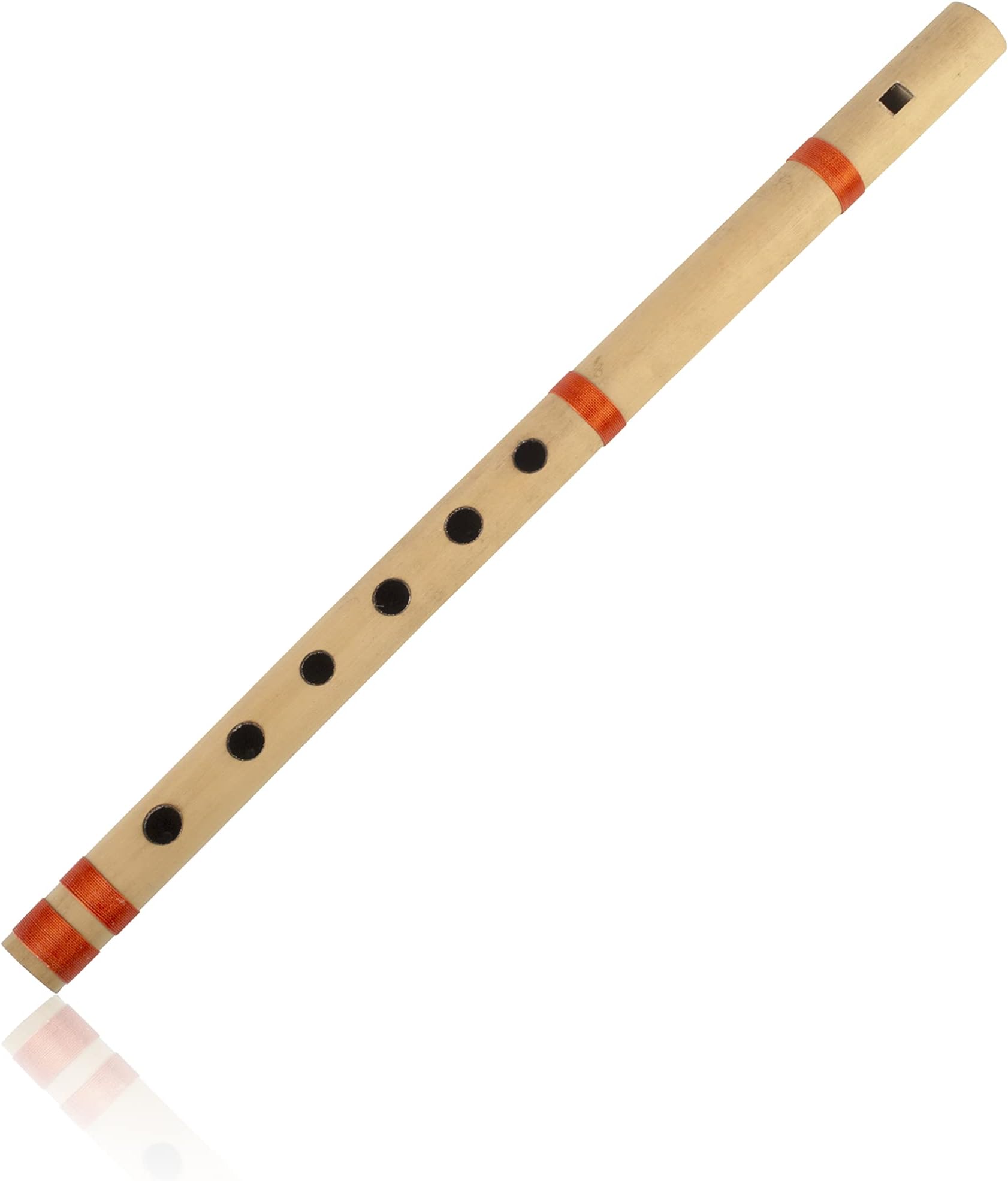 14 Inch Authentic Indian Wooden Bamboo Flute in 'B' Key Fipple Woodwind Musical Instrument Recorder Traditional Bansuri Handcrafted Novelty Decoratives & Collectibles