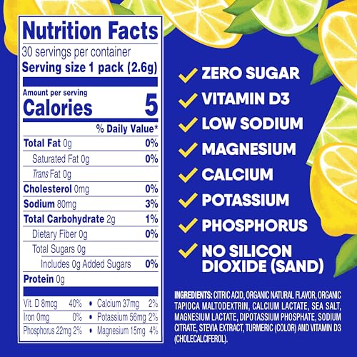 Image of GoHydrate Instant Hydration Powder Packets - Low Sodium Electrolytes Drink Mix - Natural Hydration Support, Sugar Free Electrolyte Flavored Powder Drink with Vitamin D, 30 Packs, Lemon Citrus | Instant hydration daily drink mix; water flavor packet singles with Vitamin D