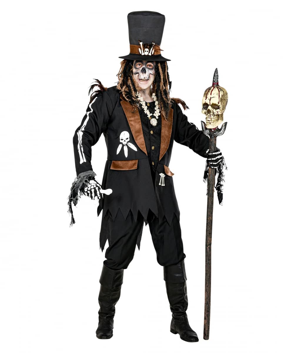Horror-Shop Voodoo Priester Halloween Kostüm Mantel & Hut für Männer XL