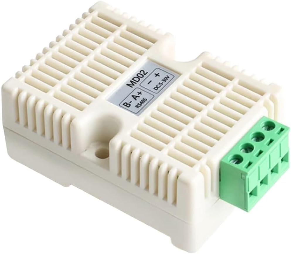 Temperature and Humidity Sensor Transmitter with RS485 MODBUS RTU Protocol, for Office, Laboratory, and Warehouse, DIN-Rail, Wall, or Ceiling Mount, White