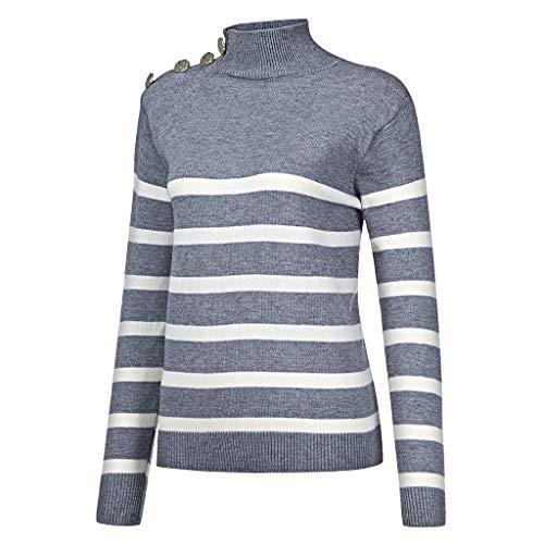 Gebreide damestrui, casual, elegant, gestreept, sweatshirt, winter, lange mouwen, ronde hals, gebreide trui voor dames, grof gebreid, losse sweatshirt, casual - Image 4