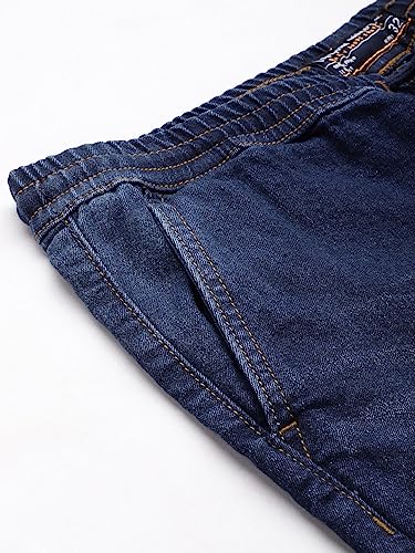 Image of The Indian Garage Co Men Regular Fit Solid Mid-Rise Denim Shorts