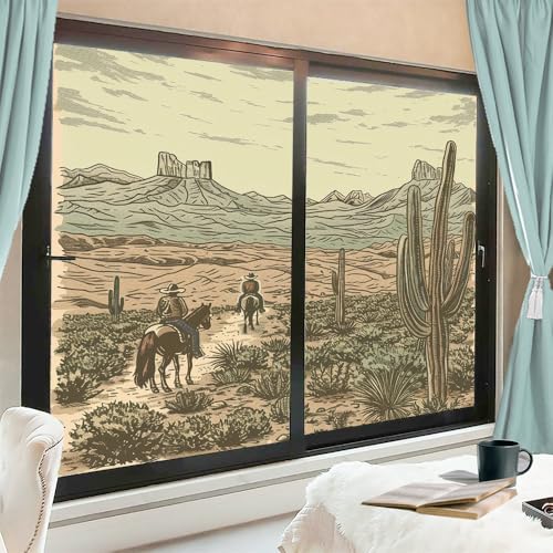 Vinilo adhesivo para ventana Abstract Cowboy 2 piezas 17.7x23.6 pulgadas miniatura 1