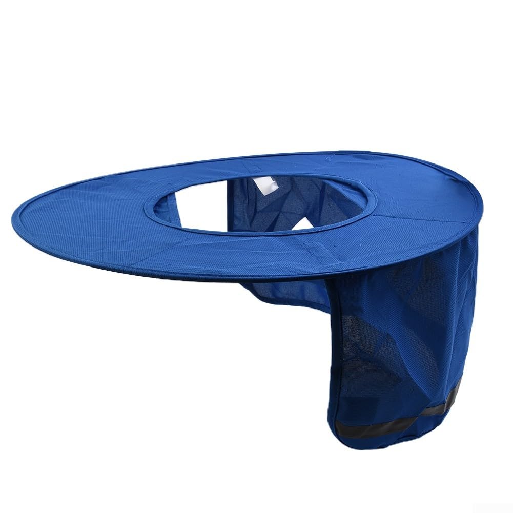 LIZMOF 4 Parasole Per Casco Rigido Con Striscia Riflettente - Protezione Collo E Viso, Tessuto A Rete, Blu - 3