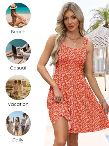 Image of QACOHU Summer Dresses for Women 2026 Sleeveless Square Neck Sundress with Pockets Casual Tank Beach Floral Boho Maxi Dress