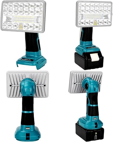 Miniatura 8 de Luz de trabajo para batería Makita de 18 V, linterna de 18 W, luz de inundación portátil de 2000 lm con puerto USB-A para lugar de trabajo, camping,