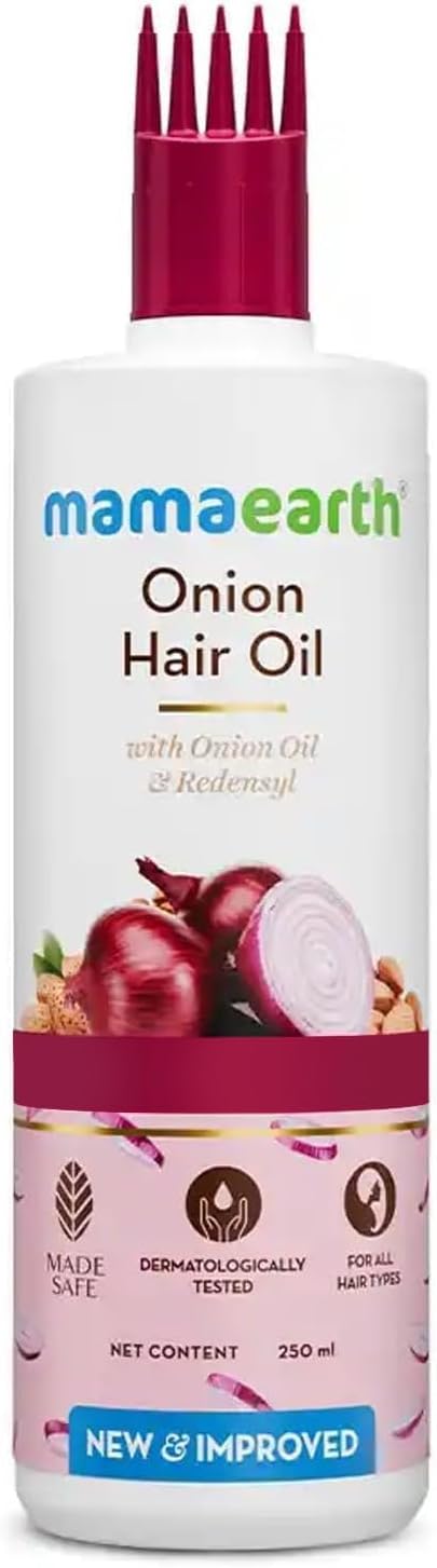 Onion Hair Oil | Natural & Organic Anti Hair Loss & Hair Fall Control Oil with Redensyl | for Color Treated & All Hair Types | 8.45 Fl Oz (250ml)