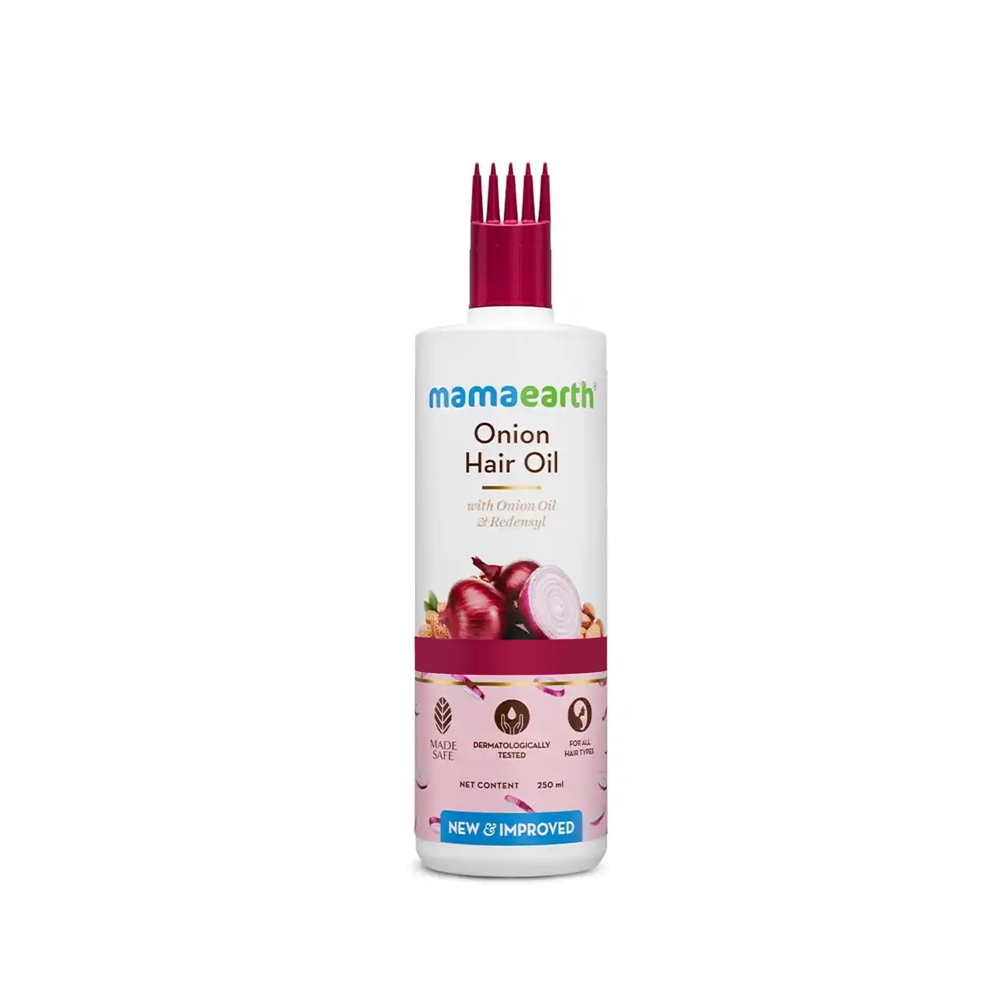Mamaearth Onion Hair Growth Oil With Onion, Almond Oil & Redensyl, Controls Hair Fall, Boosts Hair Density & Promotes Hair Growth | Nourishing Formula, Helps Repair Damage, Non-Greasy, 250ml