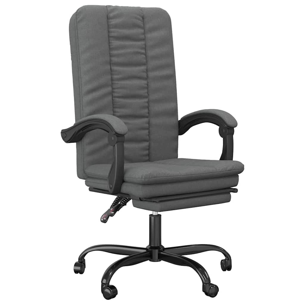 Fauteuil de Bureau Inclinable Tissu Gris Foncé avec Repose-Pied