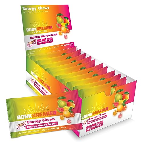 Image of Bonk Breaker Energy Chews with Electrolytes, Orange Mango Guava, Easy to Chew Energy Gummies, 10 Pack