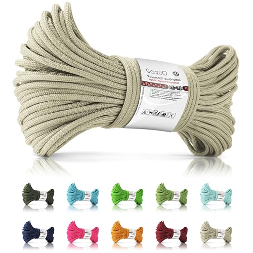 Ganzoo Paracord 425 Seil, 30 Meter - Typ 2, 3mm Ø, 4 Innenstränge, Nylon & Polyester, Mehrzweckseil Hundehalsband & Hundeleine, Allzweckseil Camping & Survival, Armband, Deutsche Marke (Sand)