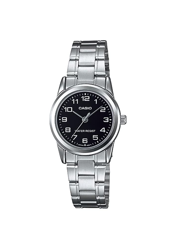 LTP-V001D-1B Women's Standard Stainless Steel Easy Reader Black Dial Watch