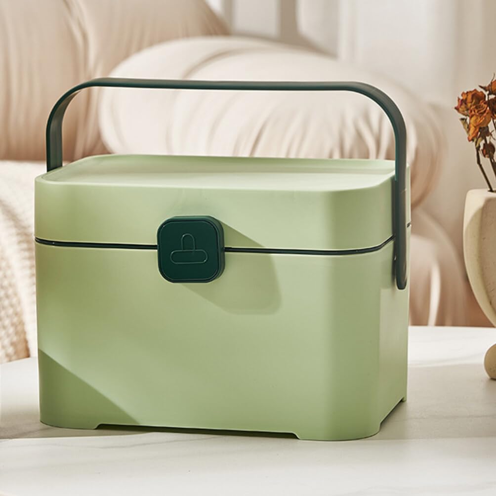 Contenitore Porta Oggetti Maniglia in Plastica Verde Multifunzione | Contenitori Porta Oggetti Multiuso, Organizer da Viaggio e Trasloco, per Cosmetici e Accessori Utensili