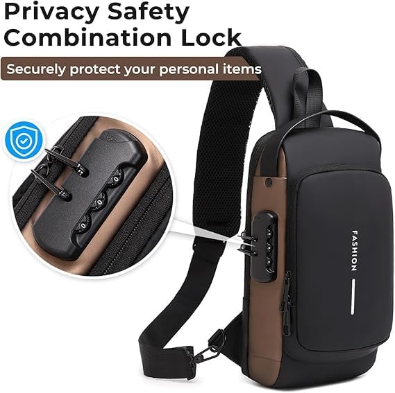Image of IMNISHNAY Stylish Sling Bag for Men with USB Charging Port | Waterproof Crossbody Shoulder Bag for Travel, Office & Daily Use